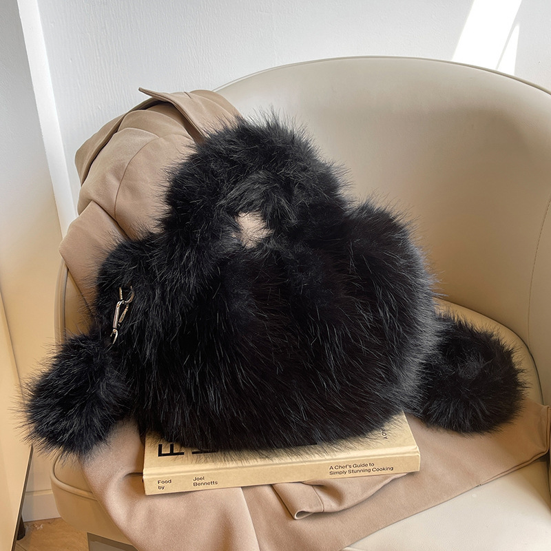 951g Weight Zipper Closure Type Single Shoulder Strap, Top Handle Strap Type Shoulder Bag, Handbag Bags Type Daily Occasion Plush Material Solid Color Pattern Autumn&Winter Season Women's Gender Vintage Style Style Square Shape Medium Size Women's Medium Plush Solid Color Vintage Style Square Zipper Shoulder Bag Handbag 13
