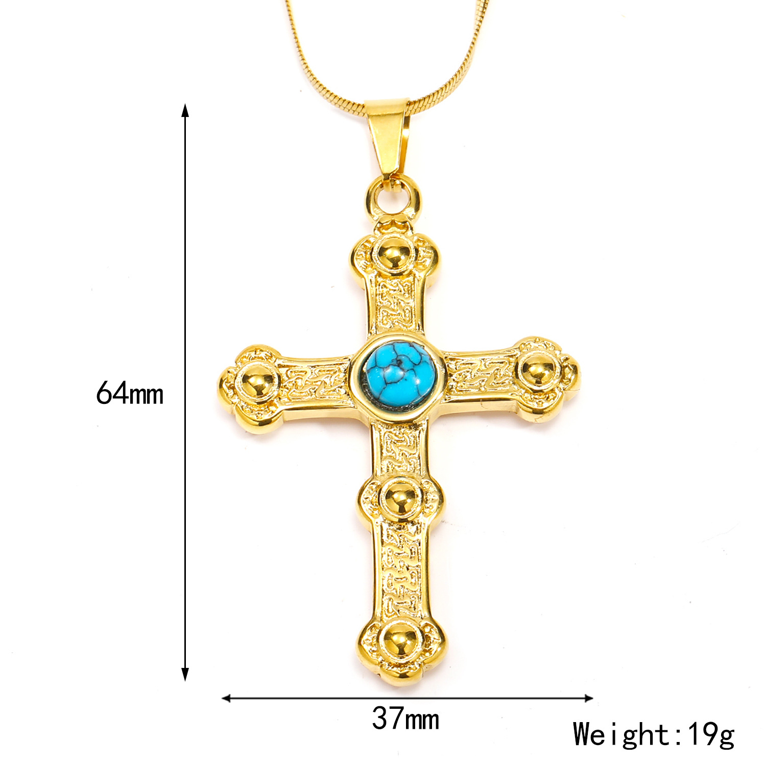 Titanium Steel Vintage Style Cross Plating Inlay Artificial Gemstones Pendant Necklace display picture 1