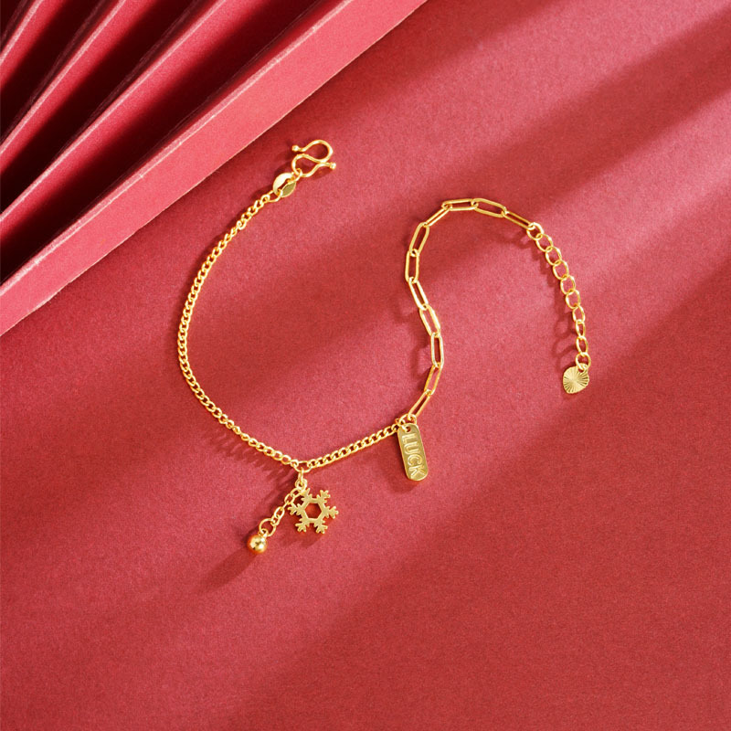 Nuevos productos de verano de oro de Vietnam, copo de nieve simple, letras inglesas, pulseras de moda populares, no se desvanecen.