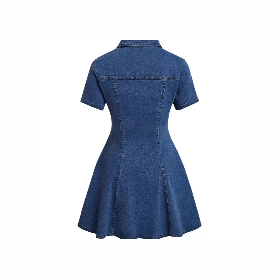 Women's Clothing Women's Denim Short Sleeved Cardigan Dress European American Fashion For Formal & Casual For Women_ecoleips.com
