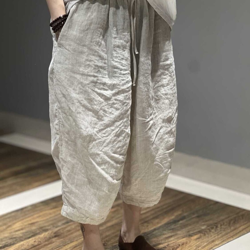 2026 Summer New Solid Color Wide-Leg Cotton-Linen Cropped Pants Loose Vintage Casual Trousers for Women 2026 Summer New Solid Color Wide-Leg Cotton-Linen Cropped Pants Loose Vintage Casual Trousers for Women