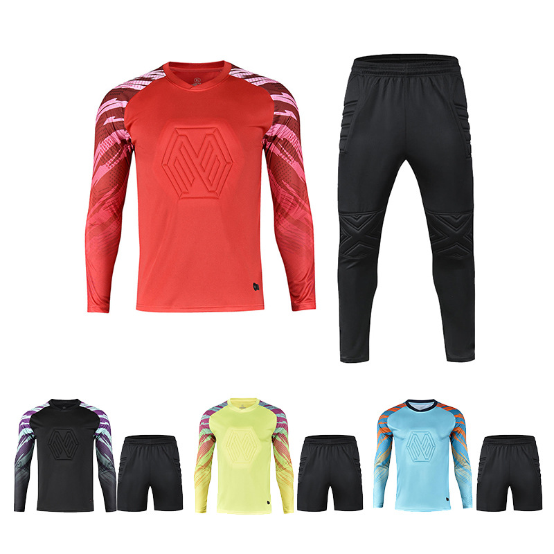 Soccer Goalkeeper Goalkeeper Clothing suit Men's and Women's Long Sleeve Protective Jersey Dragon Gate Shirt Competition Training Clothing Cross-border Exclusive