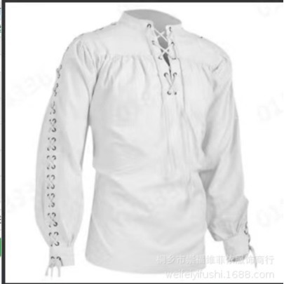 Alta calidad de los hombres de moda de manga larga vendaje medieval renacimiento camisa gótico hombres Guerrero camisa