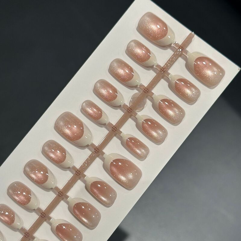 White French-Style Press-On Nail Art Stickers with Blush Effect, 30 Pieces, Spray-Coated Pre-Made Glass Bead Nail Pieces, Wholesale Short Oval Shape White French-Style Press-On Nail Art Stickers with Blush Effect, 30 Pieces, Spray-Coated Pre-Made Glass Bead Nail Pieces, Wholesale Short Oval Shape