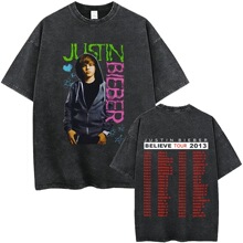 �羳ŷ��ˮϴ����Washed Vintage Justin Bieber Believe Tour 20