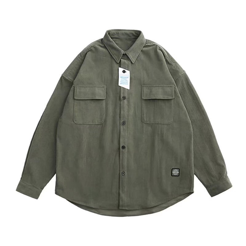 Primavera y otoño nuevo High Street retro PANA ropa de trabajo camisa de los hombres japonés suelta más tamaño marca de moda multi-Bolsillo cardigan