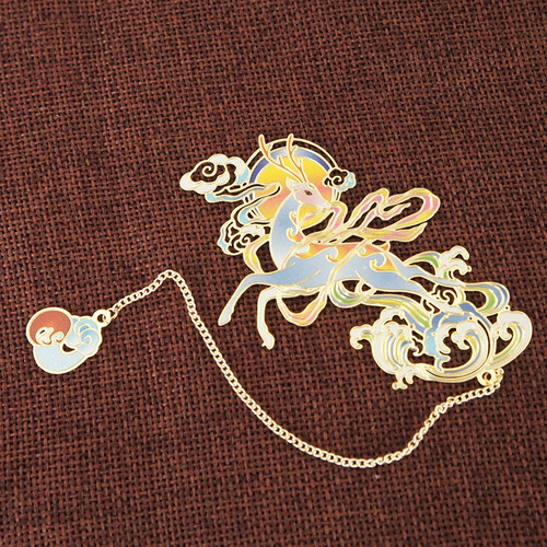 Brass antique metal copper bookmark Forbidden City mythical characters Shan Hai Jing series nine-tailed fox creative hollow bookmark batch