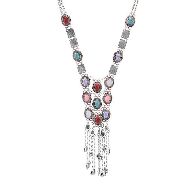 Lange Böhmische Statement Kette Ethno Stil Für Damen Vintage_voghion.com