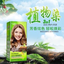 批发五贝子染发剂彩色染发膏持久植物盖白发黑色学生流行闷青亚麻
