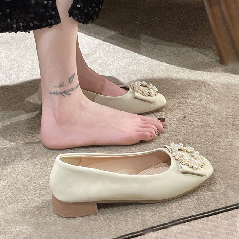 Chunky Heel Women's Shoes 2026 New Spring and Autumn Versatile Loafers with Soft Soles, Suitable for Pairing with Skirts, Non-Slip Flat Shoes