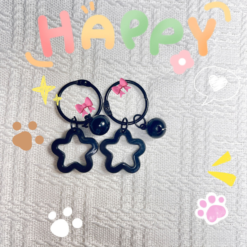 カラフルなアクリルスターキーホルダーリングかわいいベルスタースクールバッグロックバックルペンダントアクセサリーアクセサリー|undefined