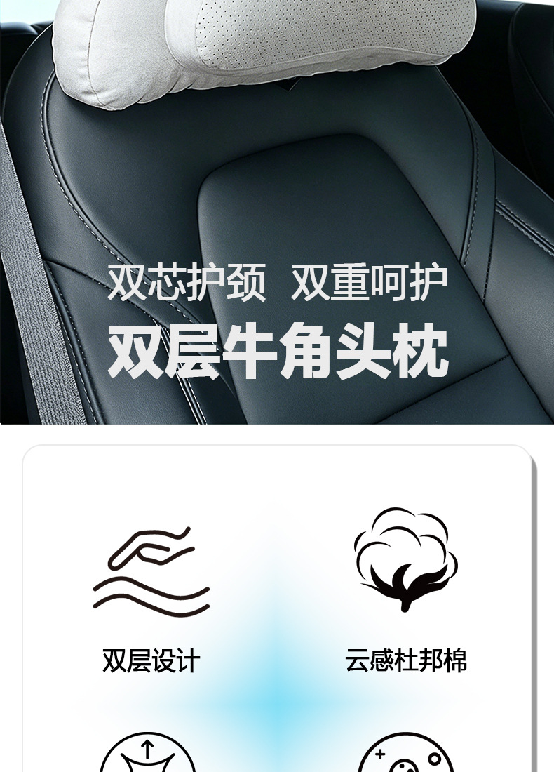 Suitable for Tesla Car Headrests, High-End Perforated Breathable Car Neck Pillow, Car Cushion, Double-Layer Headrest for Vehicles