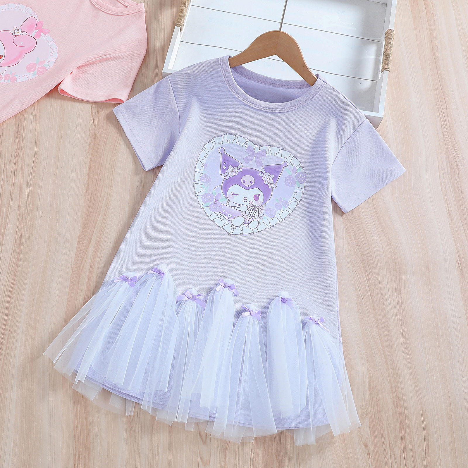 Girls Summer Short-Sleeved Dress 2025 New Kidsren's Princess Skirt Fashionable Baby Girl T-Shirt Gauze Skirt Trendy