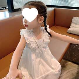 2026夏季新款韩版棉无袖女童连衣裙超萌婴儿白色公主裙一周岁
