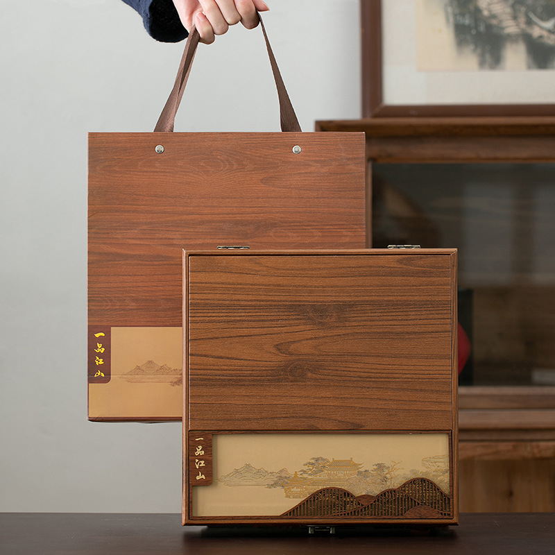 高档357克普洱茶饼包装盒空礼盒福鼎白茶饼空盒复古国风中式订 制