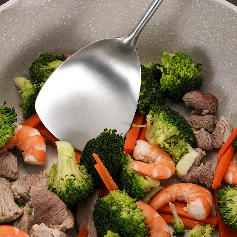 Paleta de acero inoxidable 304 utensilios de mango de madera para el hogar, colador de alta temperatura, juego de utensilios de cocina, cuchara de sopa, suministros de cocina