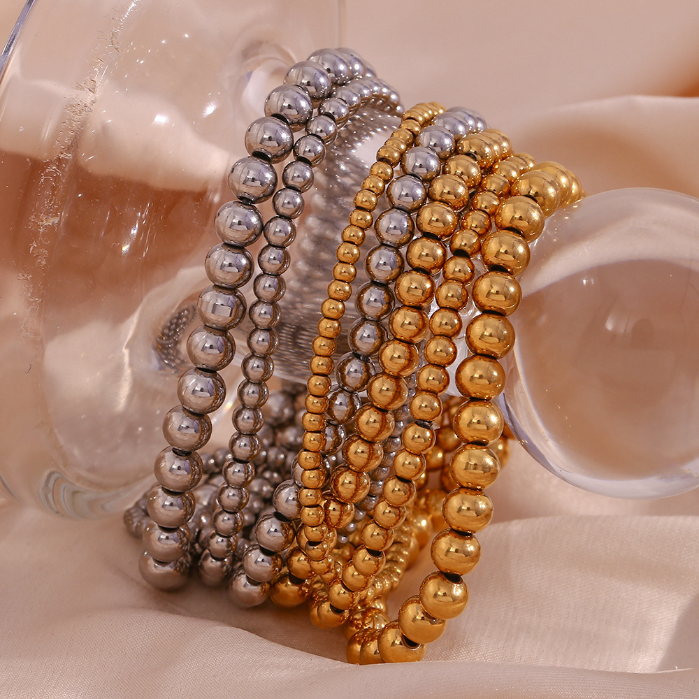 27g Weight Bracelets Classification 316L Stainless Steel Chain Material 1 Piece Quantity Anniversary, Party, Street Occasion 316L Stainless Steel Material Geometric Pattern Women's Gender Lady Style Waterproof Non Tarnish, Surgical Steel, Beaded, Plating Craft 316L Stainless Steel Geometric Waterproof Non Tarnish Surgical Steel Lady Bracelets For Women's 7