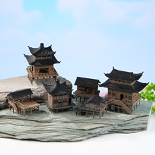 鱼缸造景摆件盆景假山凉亭古建筑配件微景观国风树脂摆沙盘摆件