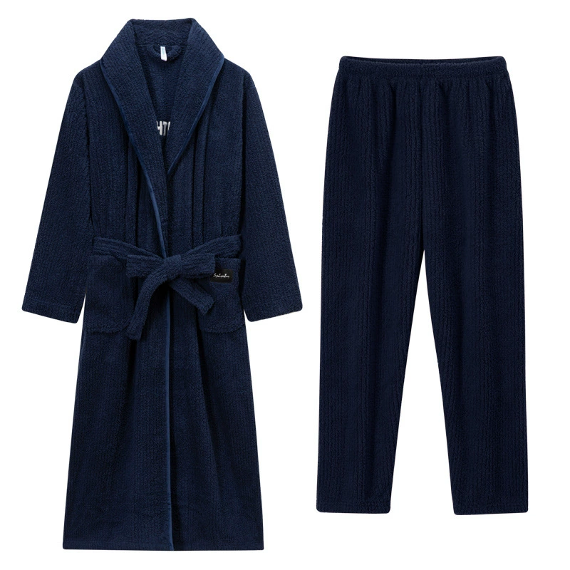 Демисезонный халат, коралловый бархат pijama, длинный зимний комплект, (Physicals), для любимого, увеличенная толщина