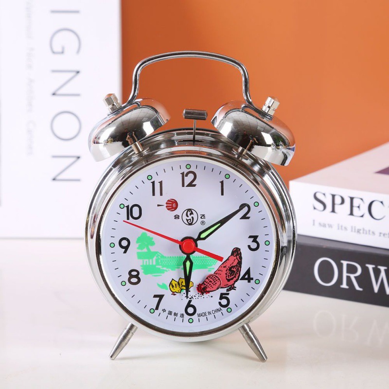 Mecánicos mecánicos de pollo para comer arroz reloj despertador retro nostálgico antiguo metal creativo dormitorio de estudiantes