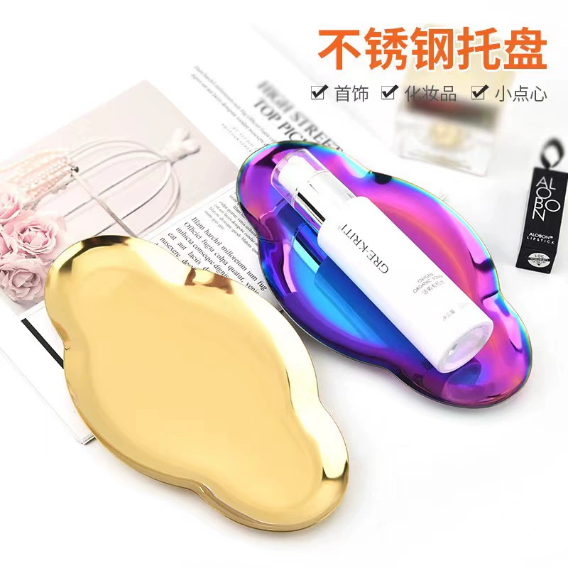 Nordic ins овальный поддон из нержавеющей стали золотой креативный облачный поддон ювелирные изделия поднос металлический домашний поднос для хранения