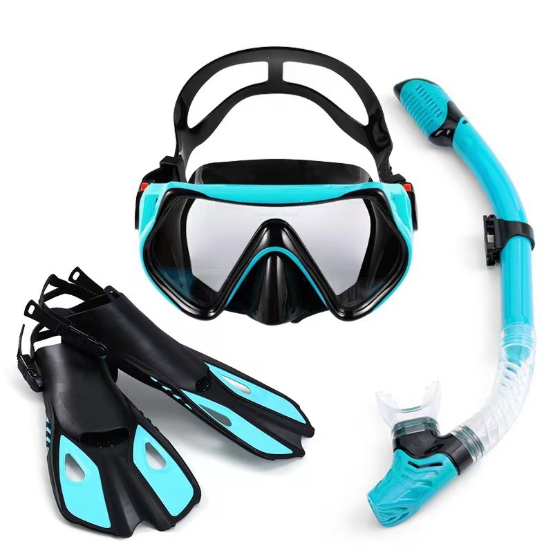 New Snorkeling Three Treasures: Diving Mask, Snorkel, Swimming Fins, Underwater Equipment Set, Freediving Anti-Choking Gear