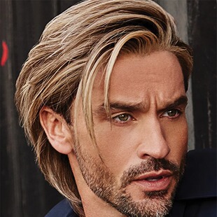 Cross-border wig European men's hairstyle rose net partial short hair turned short straight hair golden brown hair set wig
