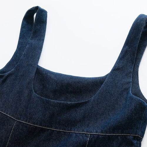 AliExpress Cross-border European and American Women's Fashion Wholesale 2025 Spring New Style Solid Color Denim Dress