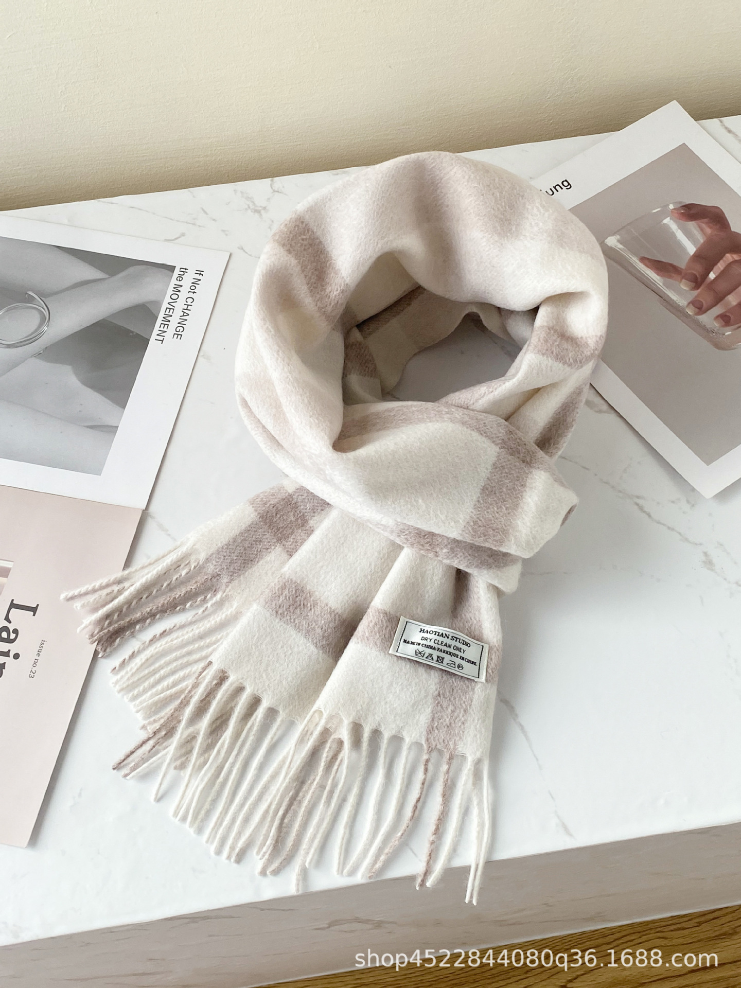 Off-white light brown stripes