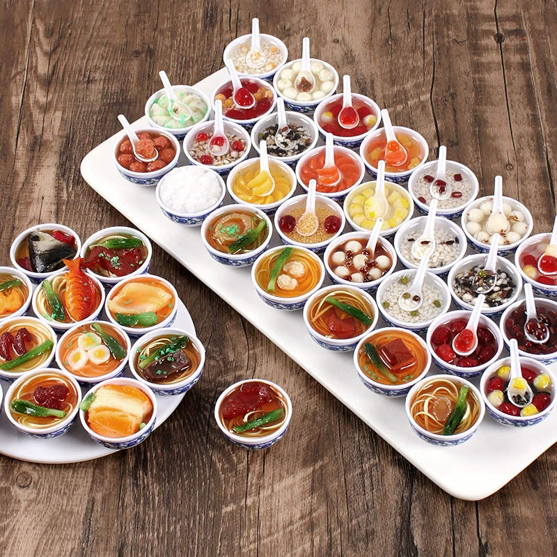 Моделирование еды 4 см сине-белая фарфоровая чаша брелок подвеска для закусок в китайском стиле