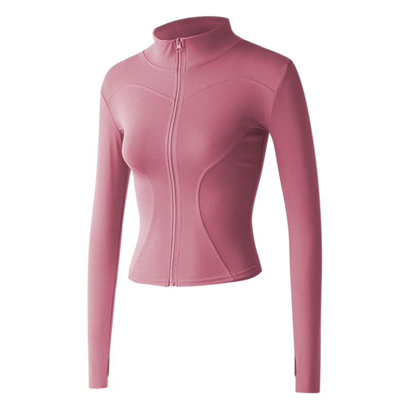 Juyitang Ropa de Yoga para Primavera y Otoño, Chaqueta Deportiva de Yoga para Mujer, Manga Larga, Cuello Alto, Corte Ajustado, para Fitness y Running