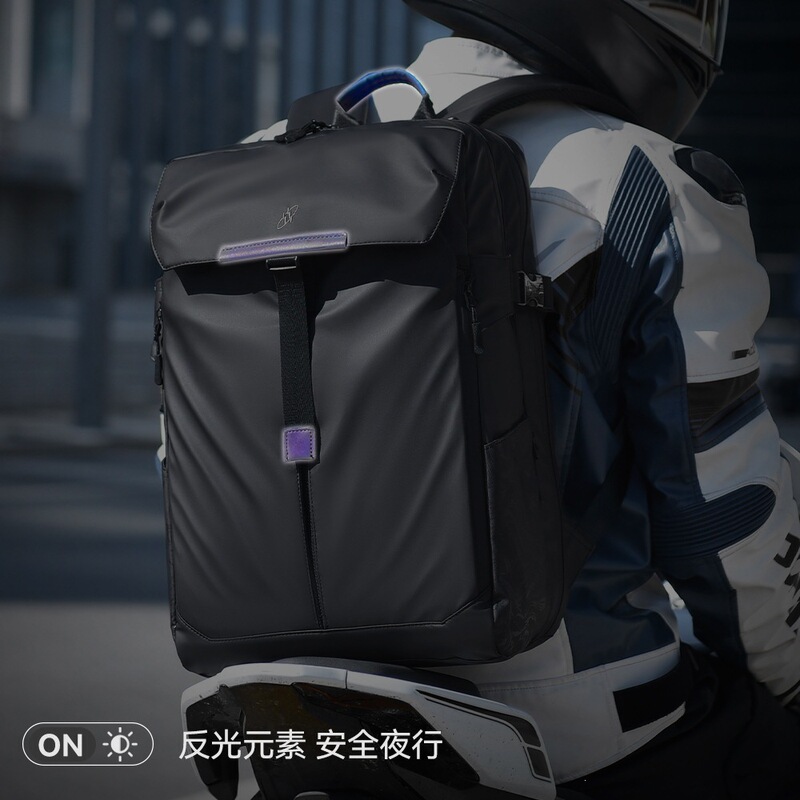 Zeus Z Backpack Men's Fashionable Travel Backpack with Reflective Strips, Trendy and Functional, Large Capacity Motorcycle Computer Backpack