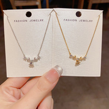 小众精致时尚百搭超闪镶钻玫瑰花项链个性轻奢简约设计感锁骨链女