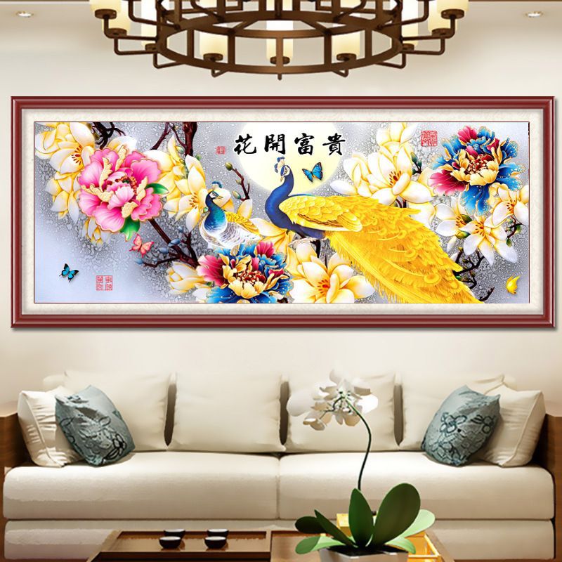 Mona Lisa sala de estar real de alta gama bordado cruzado nuevo estilo de flores ricas 54 bordado de color completo sin bordado de gancho grande
