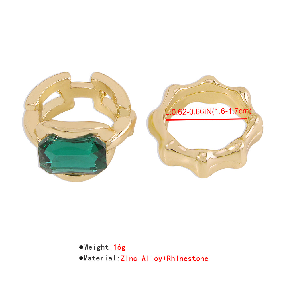 Imitation Emerald Ring Women's Bamboo Alloy Rings Set display picture 9