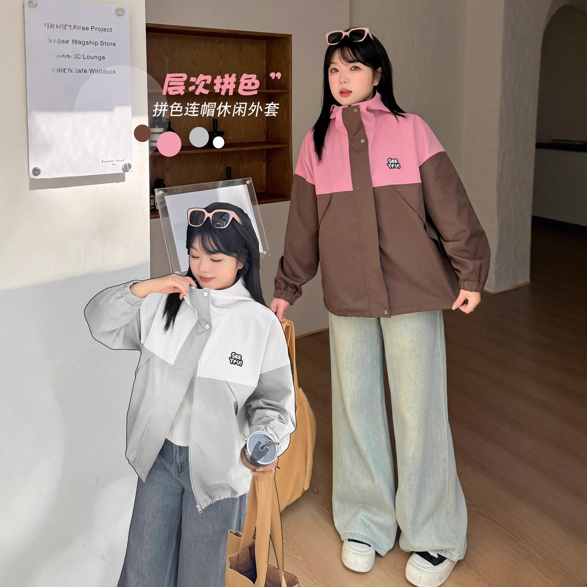 K2971 Winter Plus-Size Women's Casual Jacket + Fleece-Lined Hooded Loose Jacket
