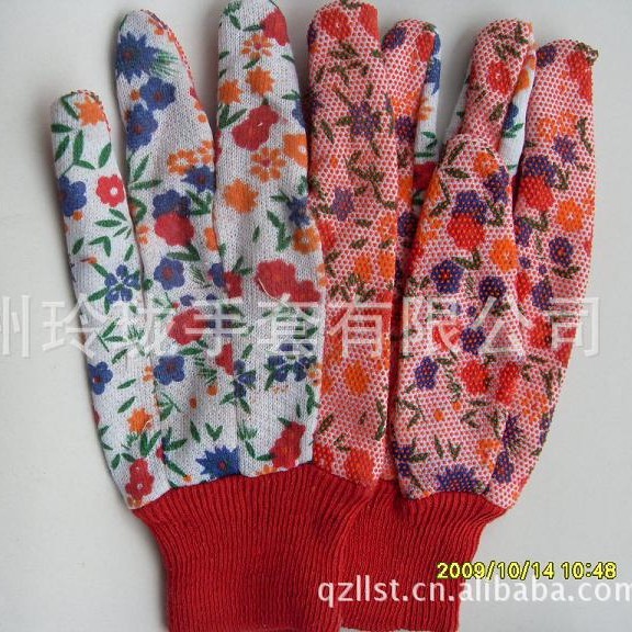 厂家批发供应LL11印花点胶点塑棉纱毛纺防滑耐磨劳防手套工地搬运