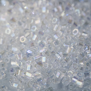✅ French-Style Embroidered Hexagonal Tube Beads Imported Transparent Colorful Silver-Filled Solid Color Series 1.5mm One Bottle 10 Grams