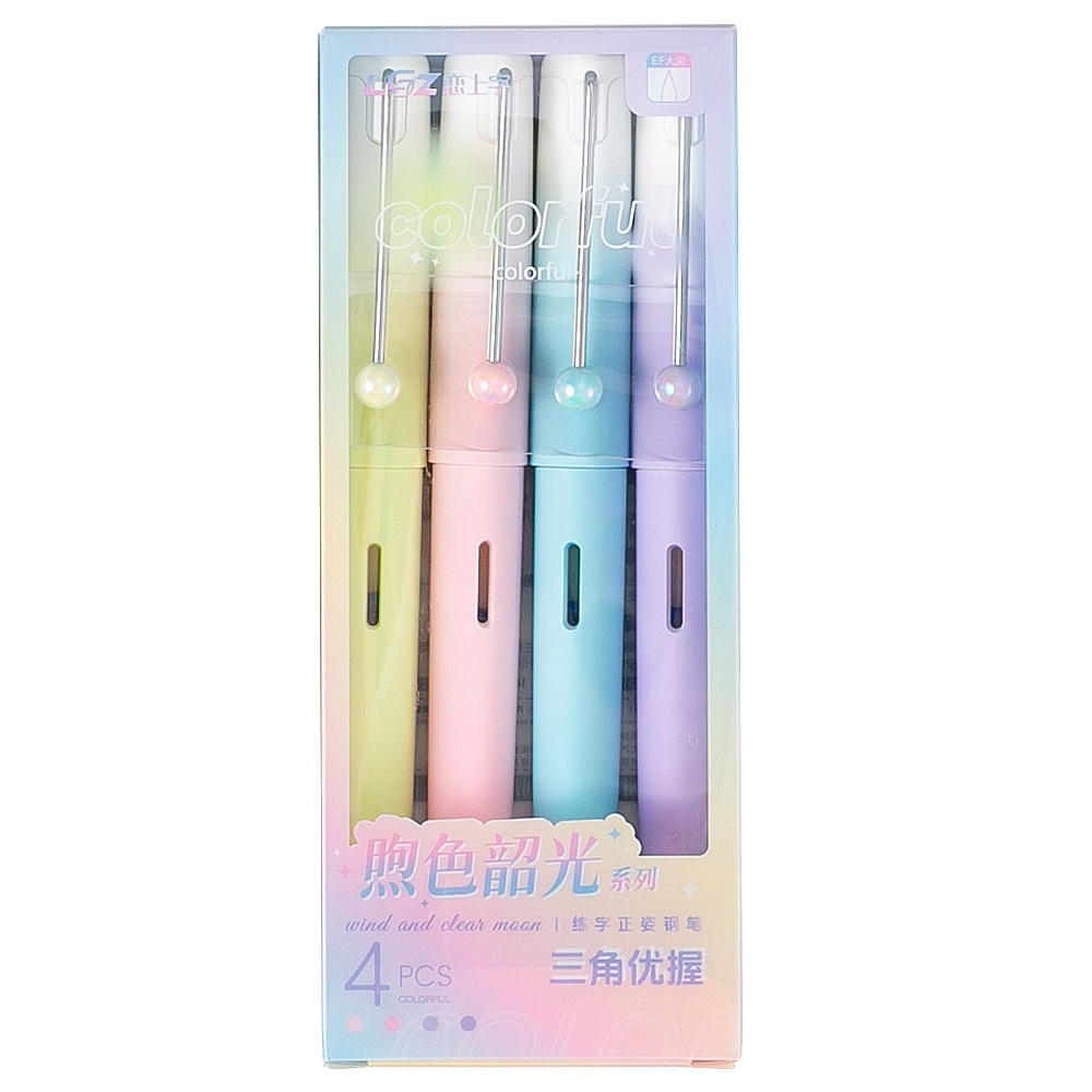 Ins de alto valor de la cara con pluma gradiente, pluma de bolsa de tinta intercambiable para estudiantes, pluma especial de tercer grado