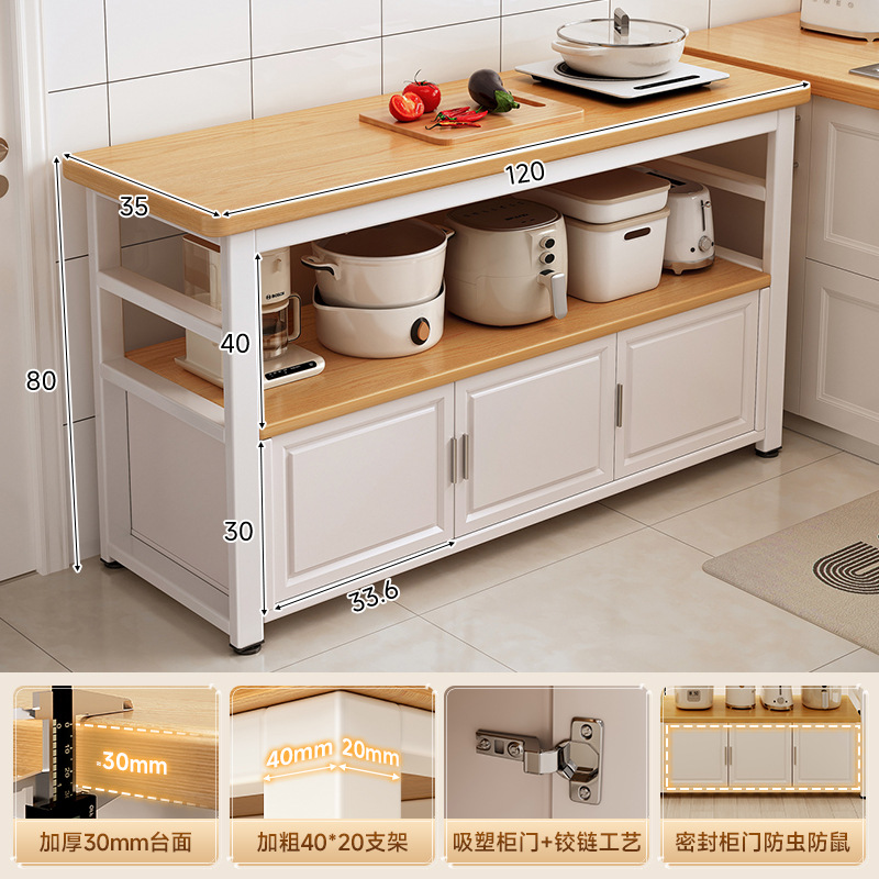 Estante de cocina multifuncional hogar contra la pared mesa mesa de trabajo gabinete piso platos microondas almacenamiento gabinete lateral