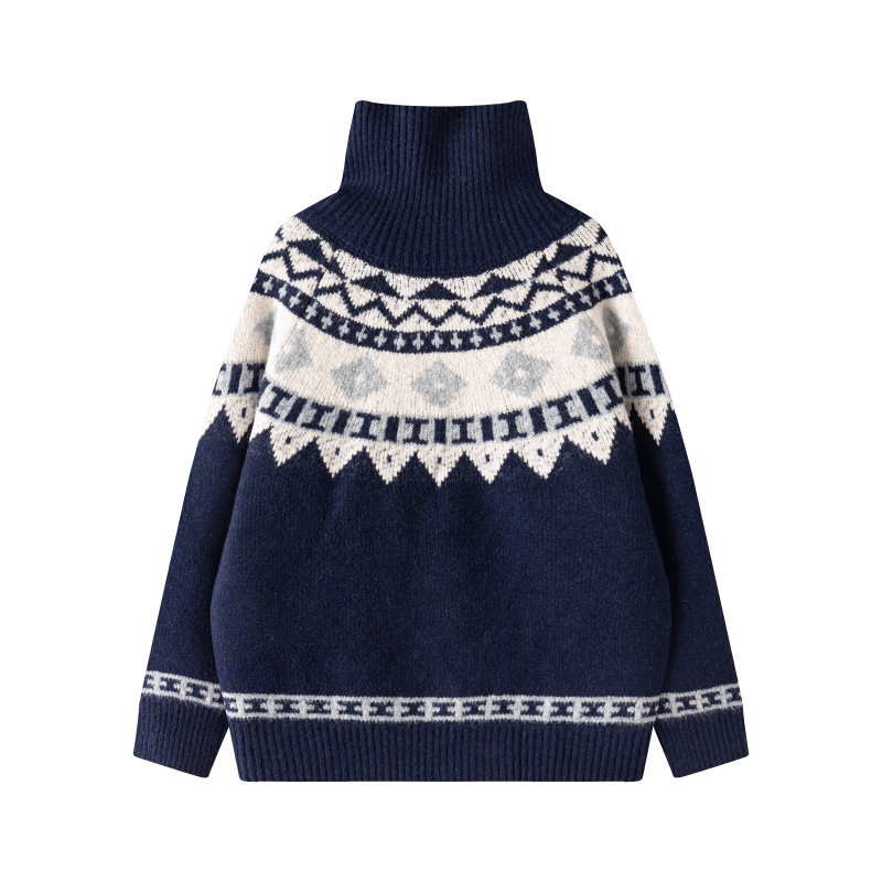 Jacquard amazon camiseta de punto de hombre otoño y invierno se puede usar suéter casual de cuello alto cardigan