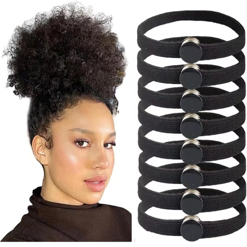 Amazon New Press Buckle Hair Band African Bubble Ponytail Head Strap Wide Side Rubber Band Connectable Hair Strap Bracelet