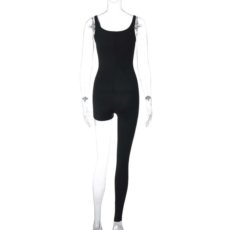 Women Clothing Summer Street Shooting Personalized Sling Solid Color Jumpsuit