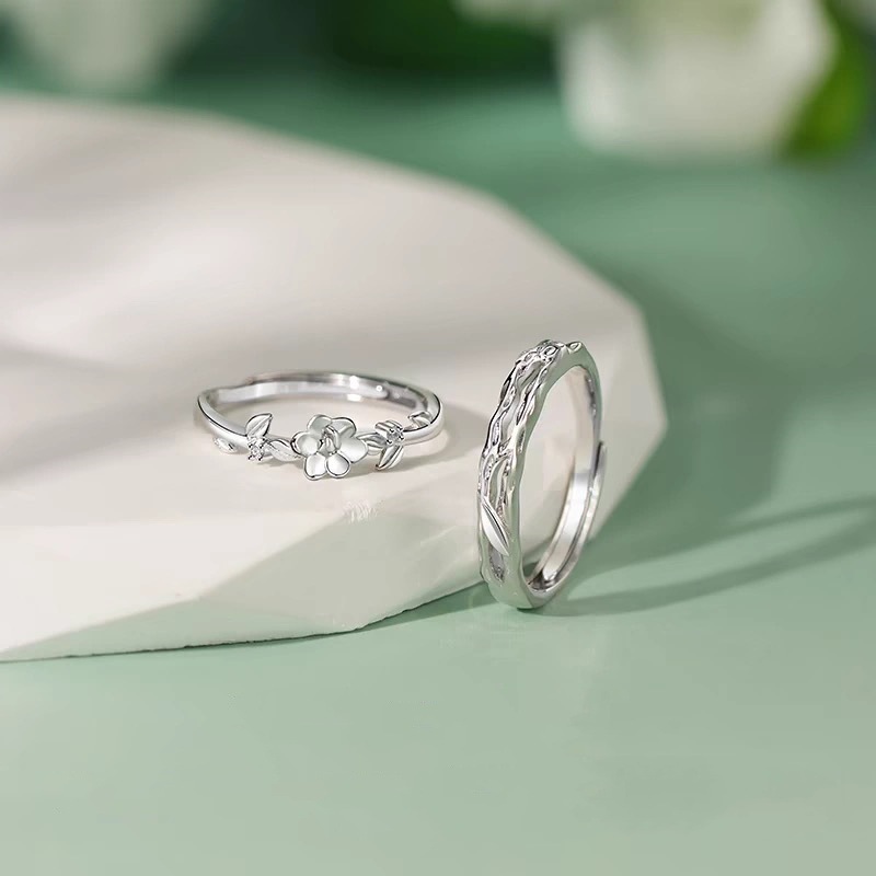 Gardenia-Paarringe für Damen und Herren, exklusives Design, graviert – das perfekte Geschenk zum Jahrestag, Geburtstag oder Valentinstag._voghion.com