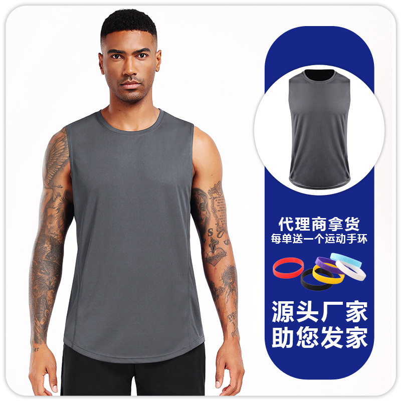 Camiseta de entrenamiento de maratón profesional de bádminton de hombre sin mangas y hombros sueltos deportivos rápidos y transpirables