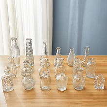 欧式小花瓶厂家批发简约玻璃花瓶透明复古插花花器多规格袖珍花瓶