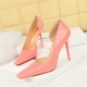 3287-3 style retro patent leather stone pattern shallow cut side hollow square toe high heels single shoe high heels women's shoes