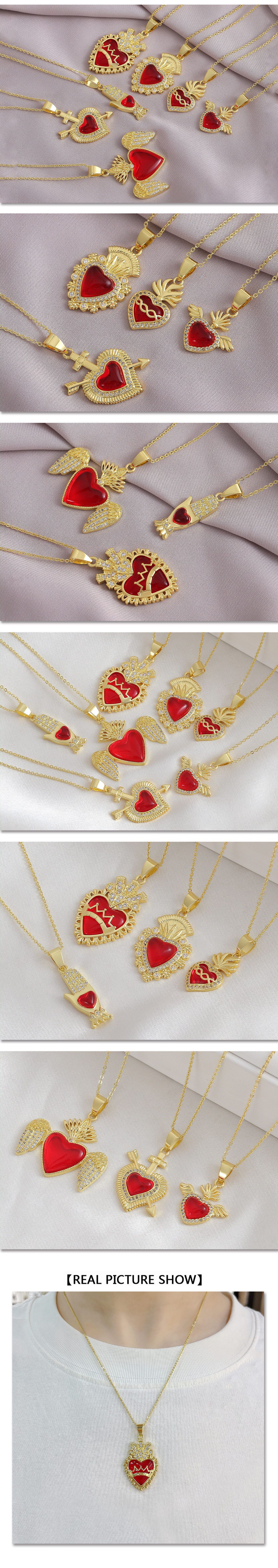 Heart Shape, Crown Pattern Women's Gender Copper Plating Heart Shape Crown Pendant Necklace