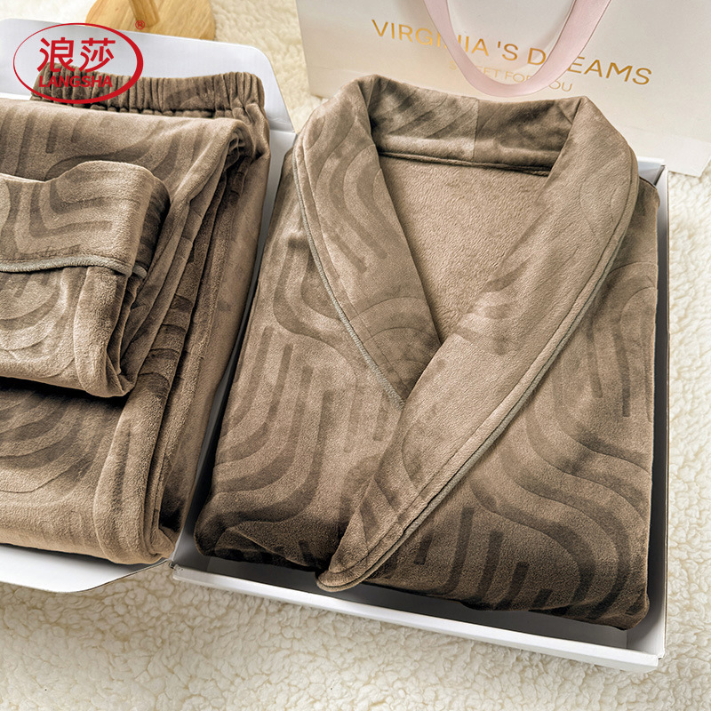"Men's Exclusive" Island Velvet Pajamas for Men, Winter Double-Sided Velvet Naked-Feel Thermal Soft Homewear, Gift for Boyfriend