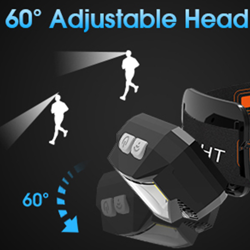 USB charging warning Red LED strong light sensing headlight COB outdoor night fishing waterproof headlight_voghion.com